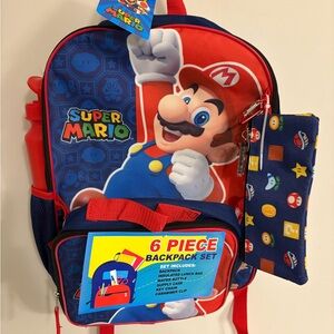 NEW Super Mario Nintendo School Backpack Lunchbox & Pencil Case Water Bottle
